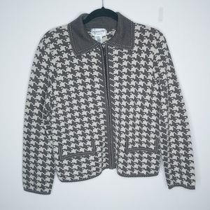 Pendleton Petite Hounds tooth Wool Blend Sweater